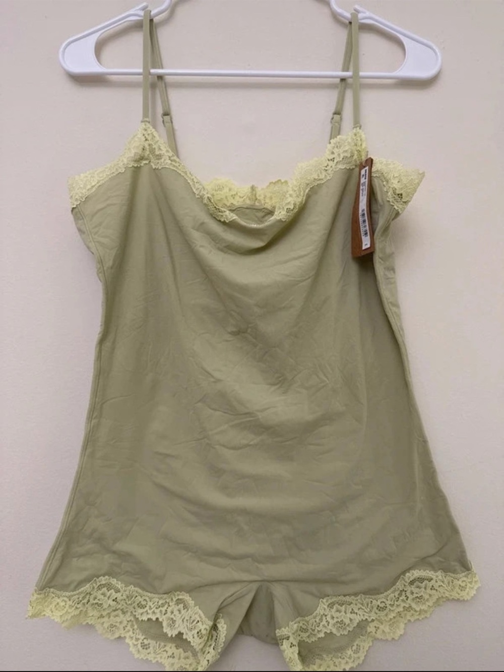 SKIMS RARE 3xl Light Green Lace-Trim Camisole Romper (can fit xl )